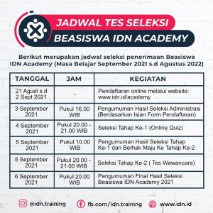 3. Seleksi Beasiswa IDN Academy 2021